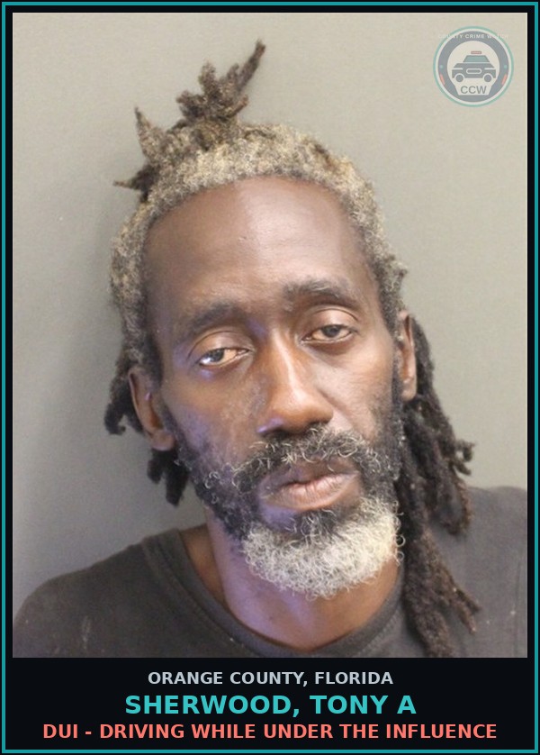 Booking mugshot of SHERWOOD, TONY A in Orange County