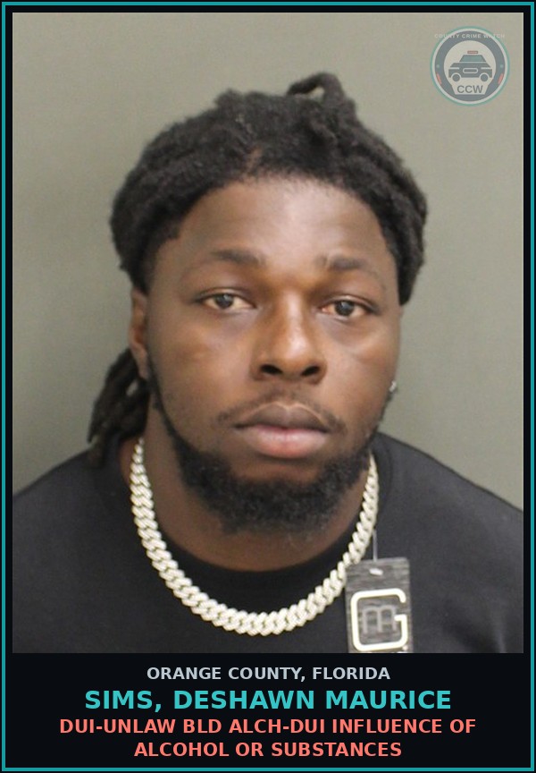 Booking mugshot of SIMS, DESHAWN MAURICE in Orange County