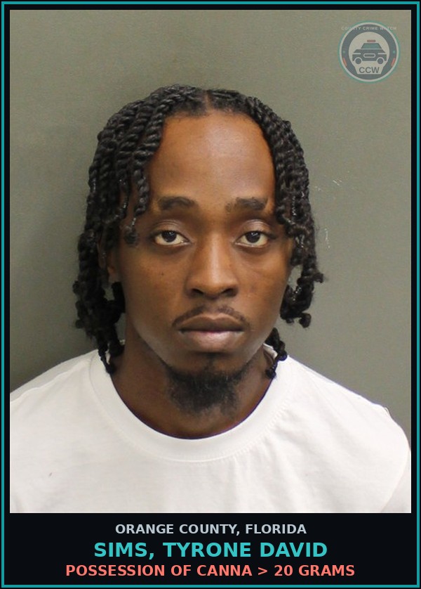 Booking mugshot of SIMS, TYRONE DAVID in Orange County