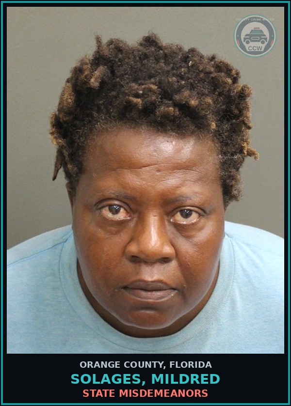 Booking mugshot of SOLAGES, MILDRED in Orange County
