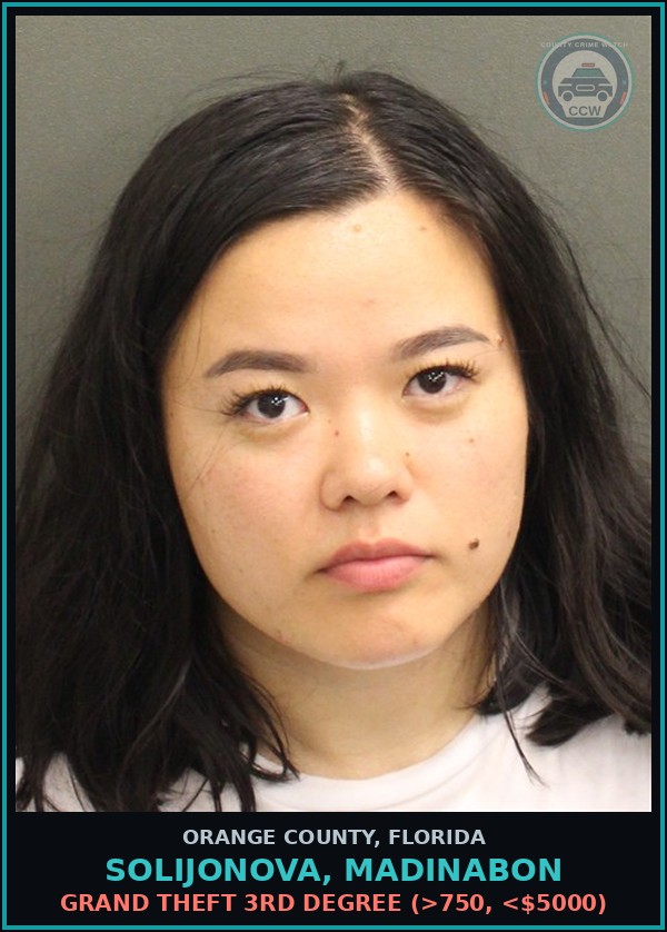 Booking mugshot of SOLIJONOVA, MADINABON in Orange County