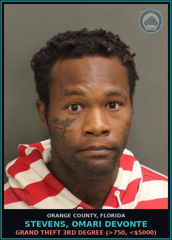 Booking mugshot of STEVENS, OMARI DEVONTE in Orange County
