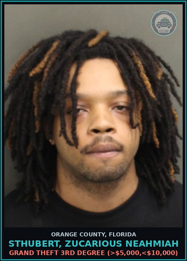 Booking mugshot of STHUBERT, ZUCARIOUS NEAHMIAH in Orange County