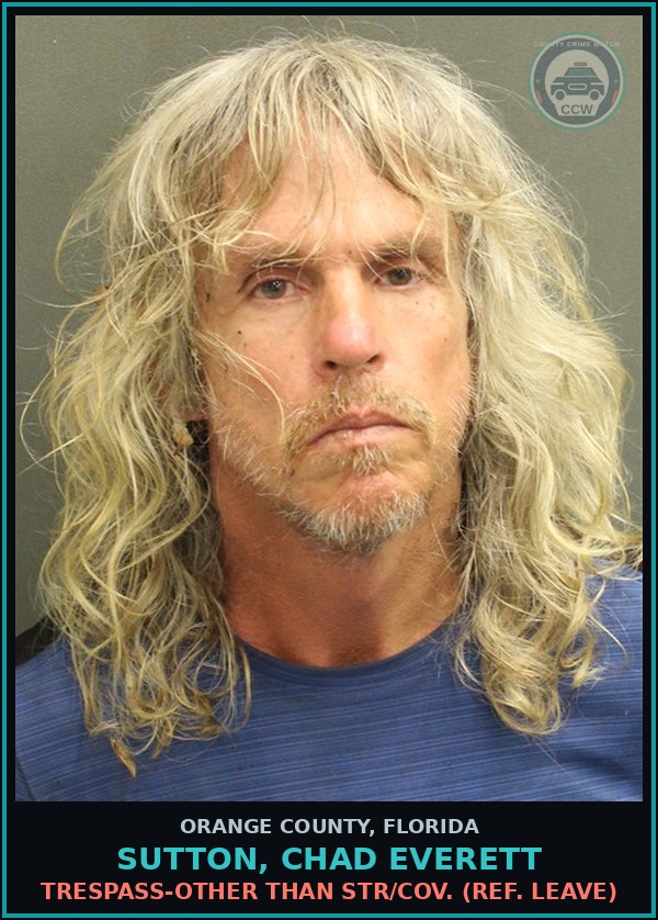 Booking mugshot of SUTTON, CHAD EVERETT in Orange County