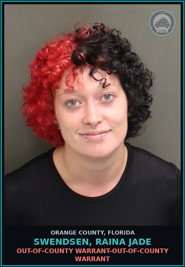 Booking mugshot of SWENDSEN, RAINA JADE in Orange County
