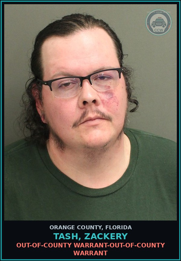 Booking mugshot of TASH, ZACKERY in Orange County
