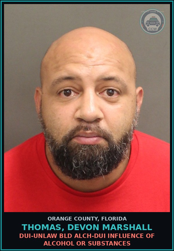 Booking mugshot of THOMAS, DEVON MARSHALL in Orange County
