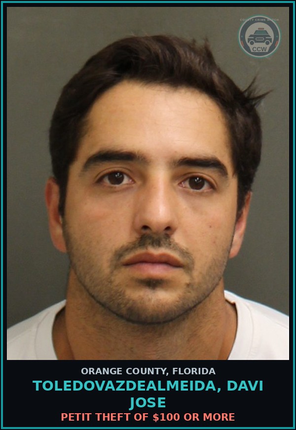Booking mugshot of TOLEDOVAZDEALMEIDA, DAVI JOSE in Orange County