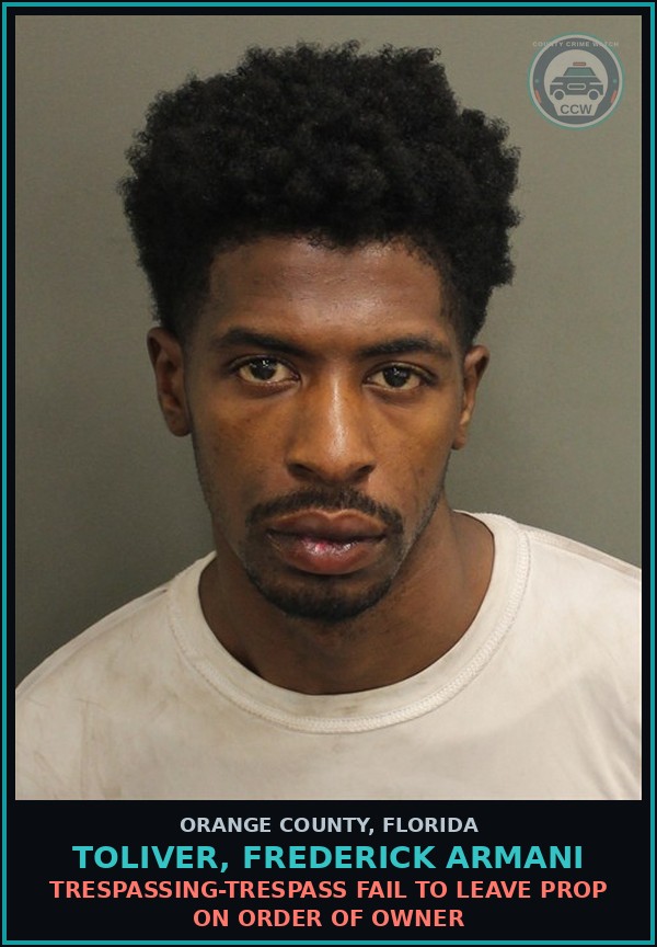 Booking mugshot of TOLIVER, FREDERICK ARMANI in Orange County