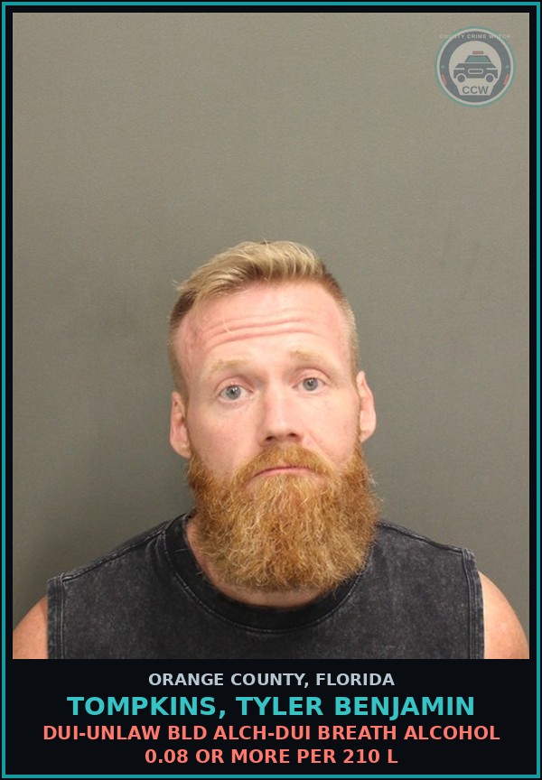Booking mugshot of TOMPKINS, TYLER BENJAMIN in Orange County