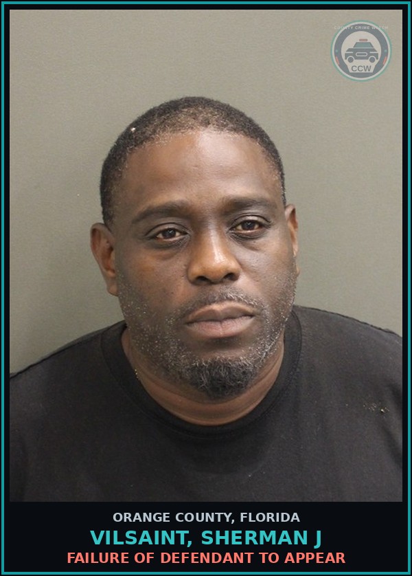 Booking mugshot of VILSAINT, SHERMAN J in Orange County