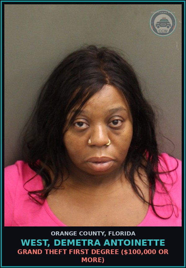 Booking mugshot of WEST, DEMETRA ANTOINETTE in Orange County