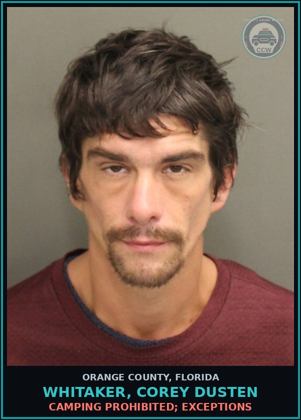 Booking mugshot of WHITAKER, COREY DUSTEN in Orange County
