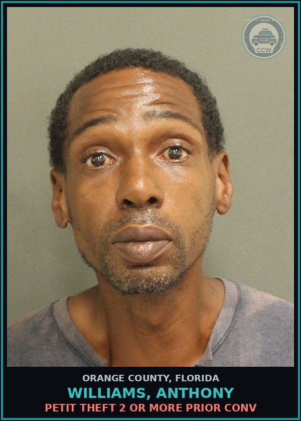 Booking mugshot of WILLIAMS, ANTHONY in Orange County