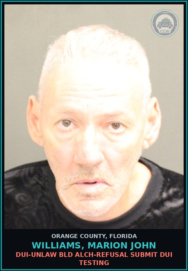 Booking mugshot of WILLIAMS, MARION JOHN in Orange County