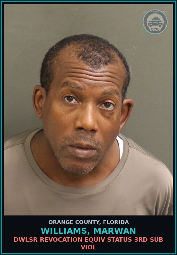 Booking mugshot of WILLIAMS, MARWAN in Orange County
