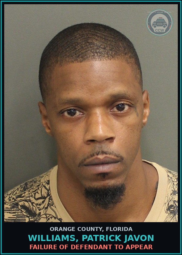 Booking mugshot of WILLIAMS, PATRICK JAVON in Orange County