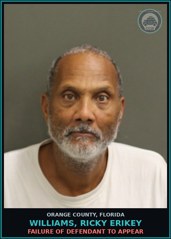 Booking mugshot of WILLIAMS, RICKY ERIKEY in Orange County