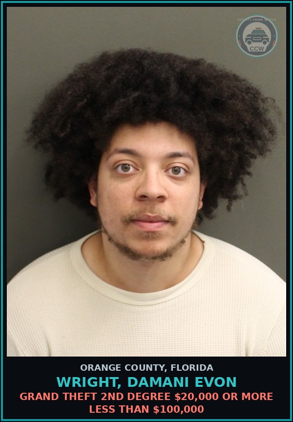 Booking mugshot of WRIGHT, DAMANI EVON in Orange County