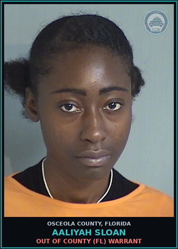Booking mugshot of AALIYAH SLOAN in Osceola County