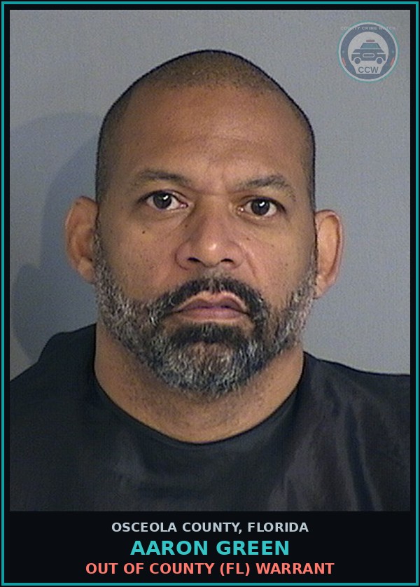 Booking mugshot of AARON GREEN in Osceola County