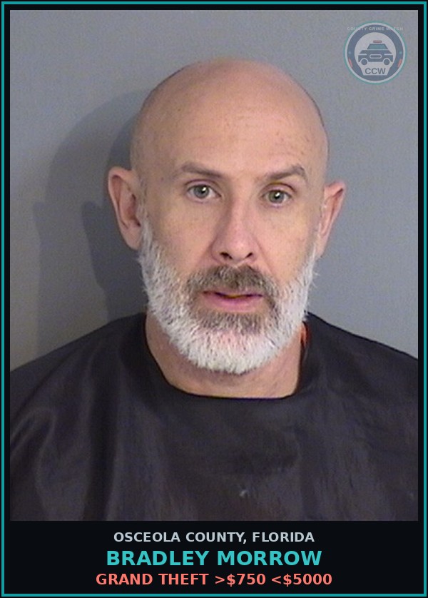 Booking mugshot of BRADLEY MORROW in Osceola County