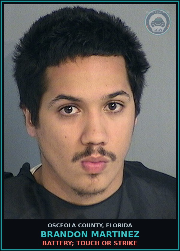 Booking mugshot of BRANDON MARTINEZ in Osceola County