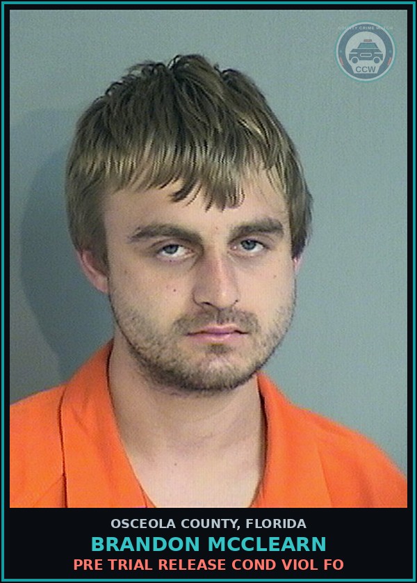 Booking mugshot of BRANDON MCCLEARN in Osceola County