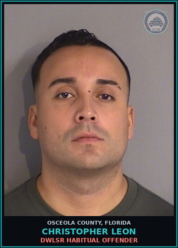 Booking mugshot of CHRISTOPHER LEON in Osceola County