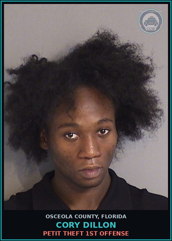 Booking mugshot of CORY DILLON in Osceola County