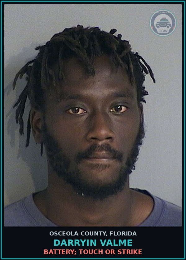 Booking mugshot of DARRYIN VALME in Osceola County
