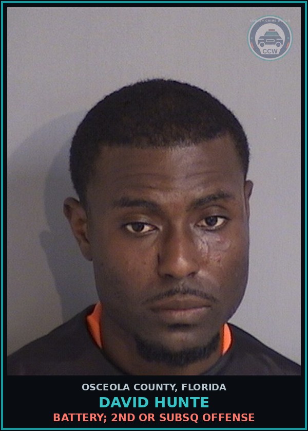 Booking mugshot of DAVID HUNTE in Osceola County