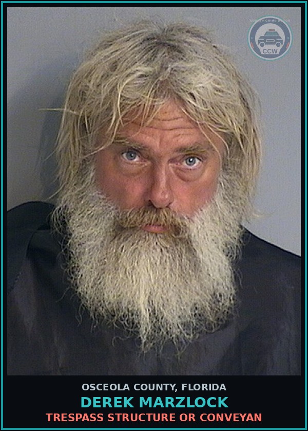 Booking mugshot of DEREK MARZLOCK in Osceola County