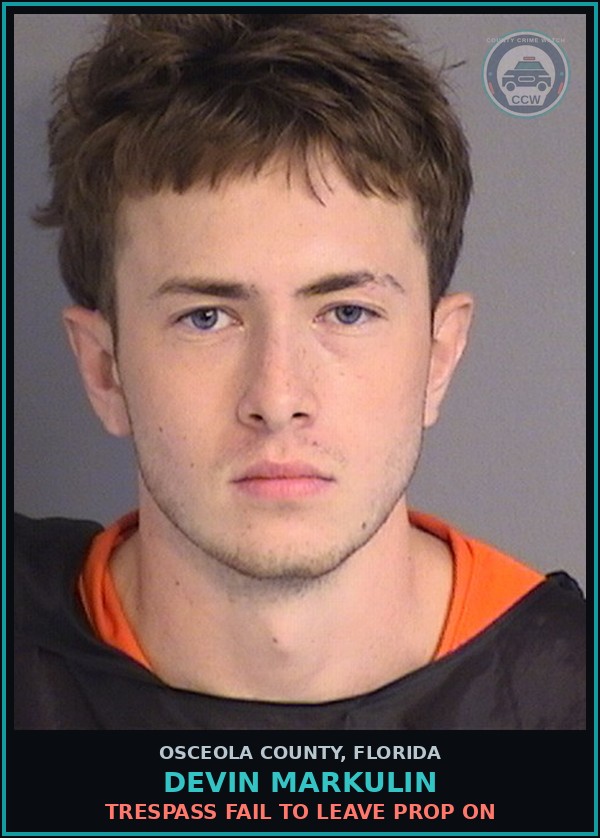 Booking mugshot of DEVIN MARKULIN in Osceola County
