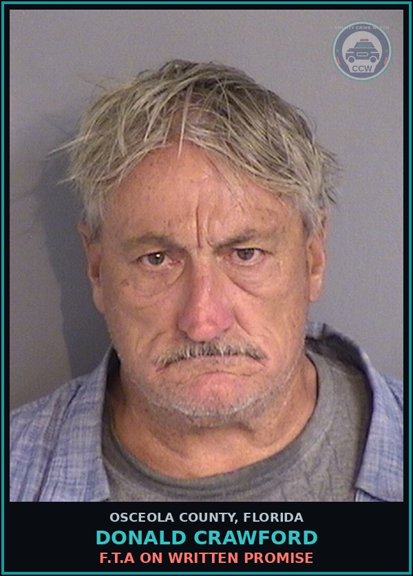 Booking mugshot of DONALD CRAWFORD in Osceola County