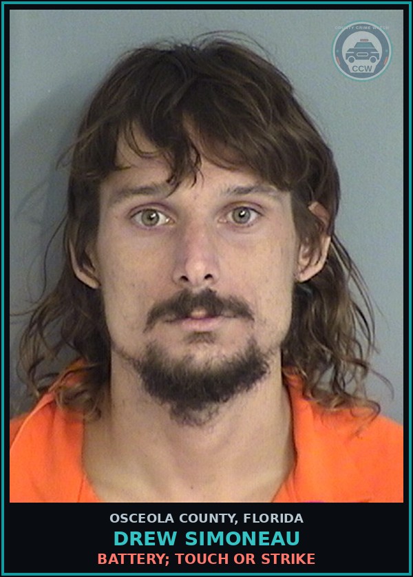 Booking mugshot of DREW SIMONEAU in Osceola County