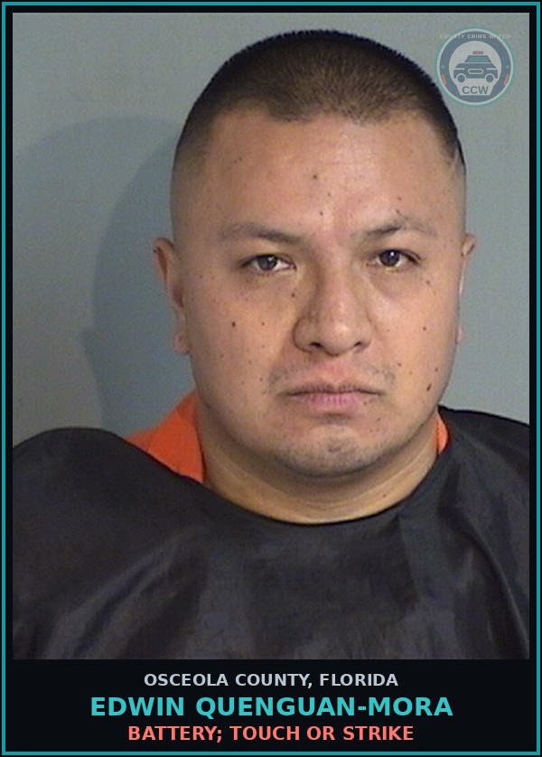 Booking mugshot of EDWIN QUENGUAN-MORA in Osceola County