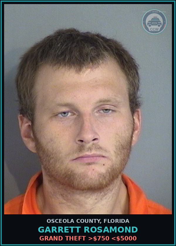 Booking mugshot of GARRETT ROSAMOND in Osceola County