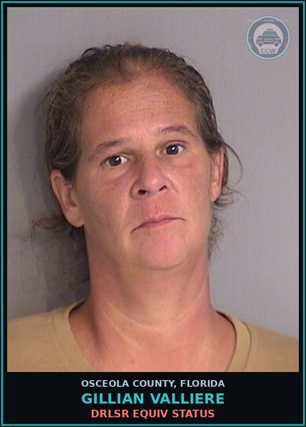 Booking mugshot of GILLIAN VALLIERE in Osceola County