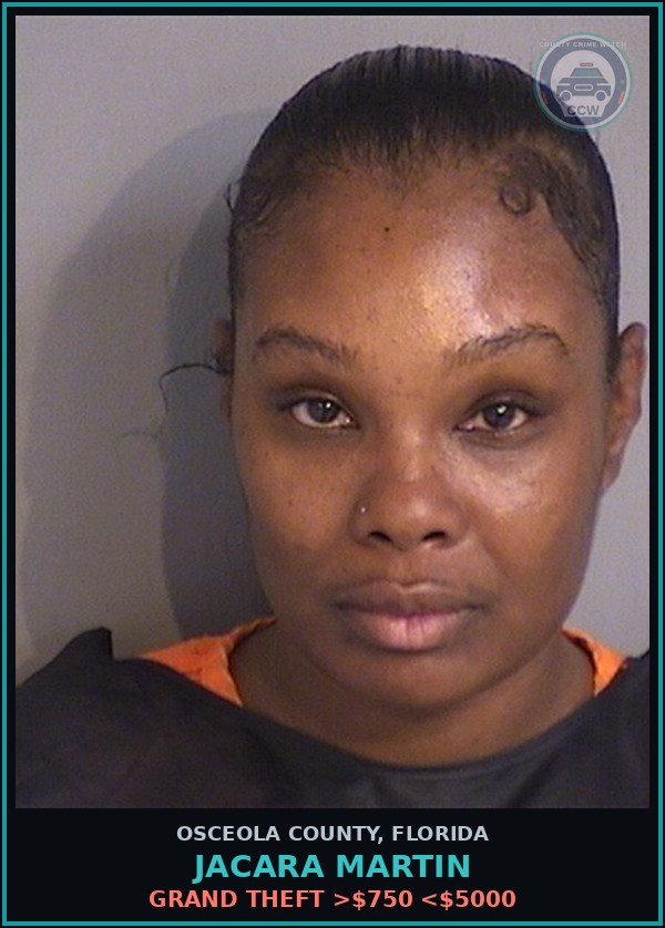 Booking mugshot of JACARA MARTIN in Osceola County