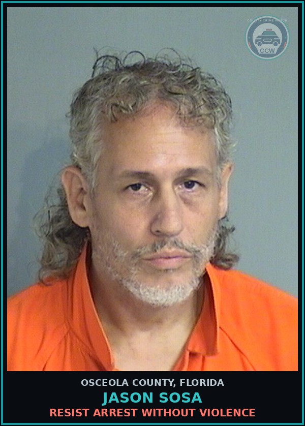 Booking mugshot of JASON SOSA in Osceola County