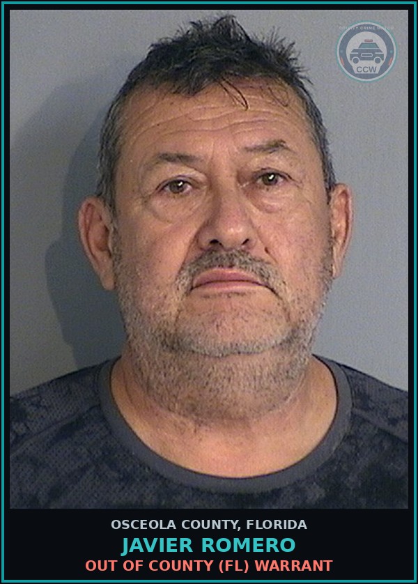 Booking mugshot of JAVIER ROMERO in Osceola County