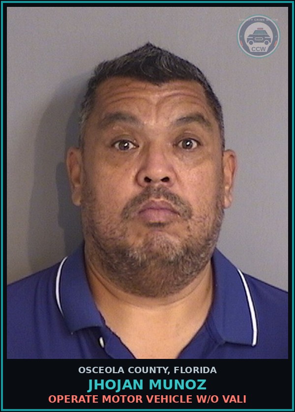 Booking mugshot of JHOJAN MUNOZ in Osceola County