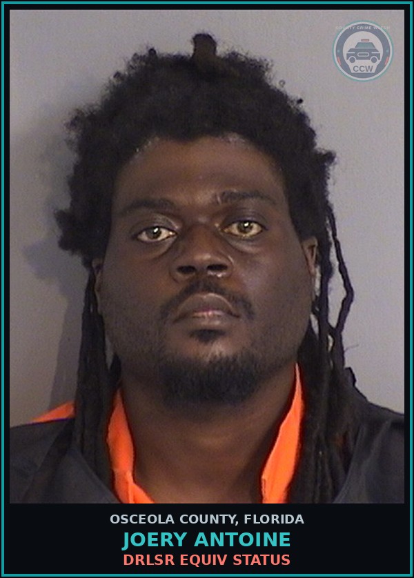 Booking mugshot of JOERY ANTOINE in Osceola County