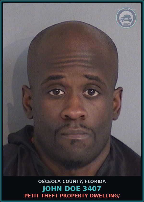 Booking mugshot of JOHN DOE 3407 in Osceola County
