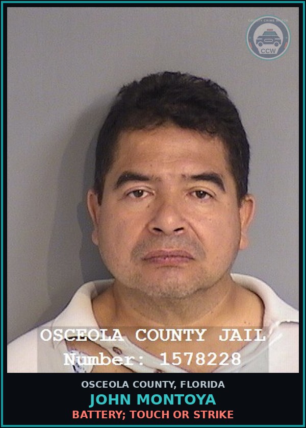 Booking mugshot of JOHN MONTOYA in Osceola County