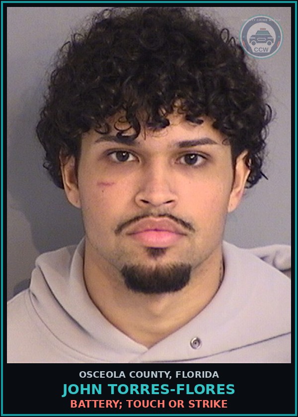 Booking mugshot of JOHN TORRES-FLORES in Osceola County