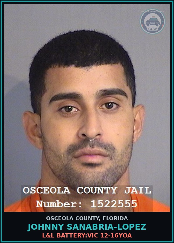 Booking mugshot of JOHNNY SANABRIA-LOPEZ in Osceola County