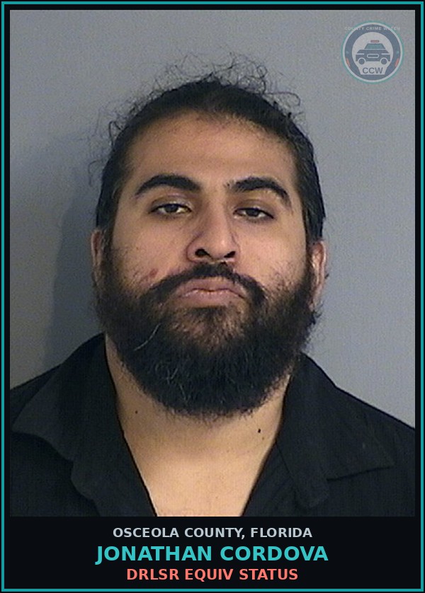 Booking mugshot of JONATHAN CORDOVA in Osceola County