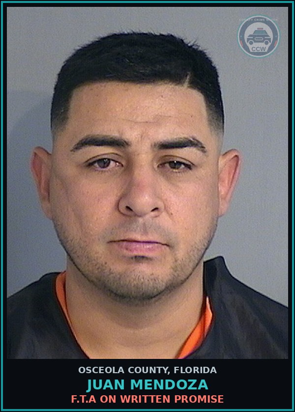 Booking mugshot of JUAN MENDOZA in Osceola County